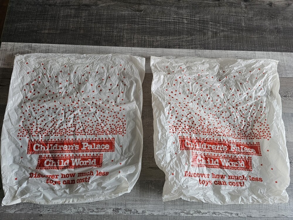 Vintage CHILDREN'S PALACE Plastic Shopping Bags 19"x21" Movie Prop 1980s Lot